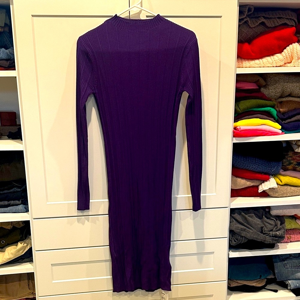 NWT Purple Ultraviolet Ribbed Knit Midi Dress size S